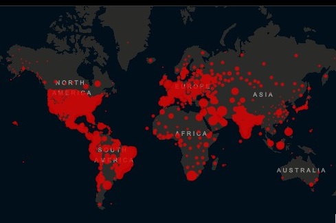 Gráfico mundial de la Universidad Johns Hopkins.